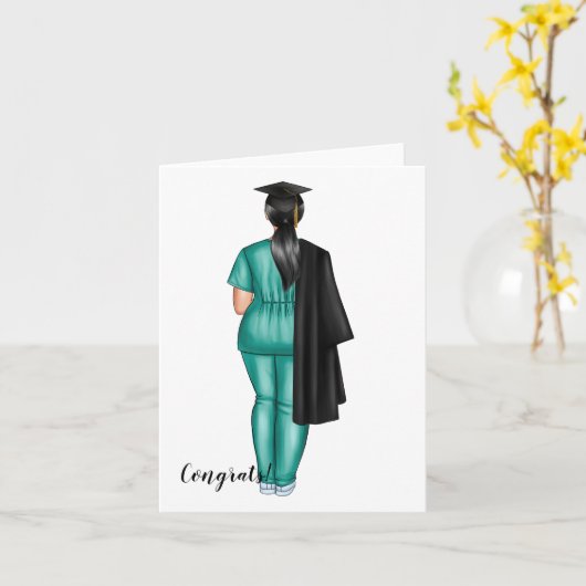 スクラバパーソナライズされたス卒業カードの女性 カード (黄色い花)