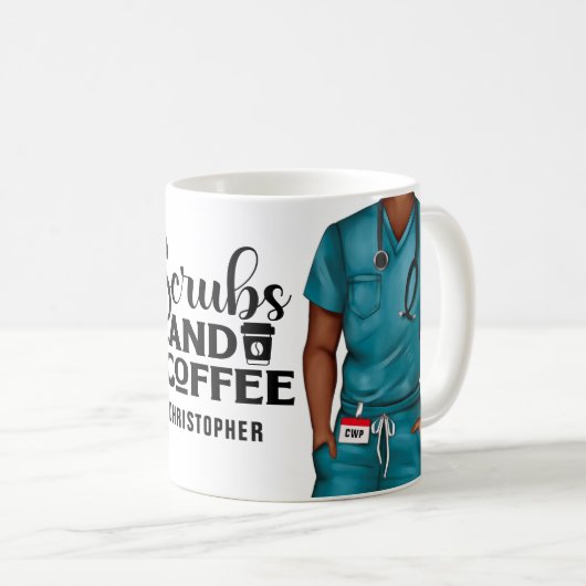 スクラブとコーヒーナースパーソナライズされたコーヒーマグ コーヒーマグカップ (正面右)