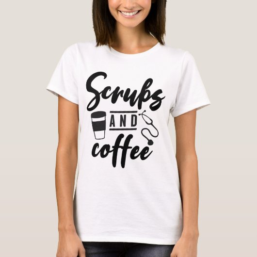 スクラブとコーヒー Tシャツ (正面)
