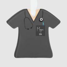 スクラブトップオーナメント – グレーのトップとライトスキン