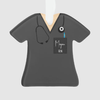 スクラブトップオーナメント – グレーのトップとライトスキン オーナメント