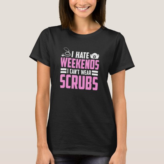 スクラブナース週末の看護の緊急女性が癒す Tシャツ (正面)
