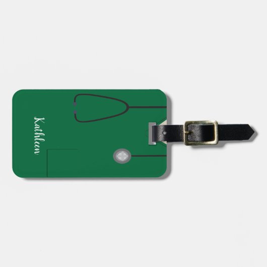 スクラブユニフォームナースDKグリーンラゲージタグ ラゲッジタグ (正面横)