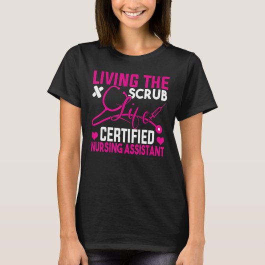 スクラブライフを送る認定看護助手 Tシャツ (正面)