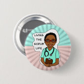 スクラブ生活 |ナース、介護者、医師   缶バッジ (正面&裏面)