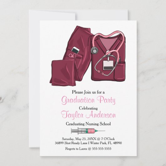 スクラブ看護学校卒業発表 招待状 (正面)