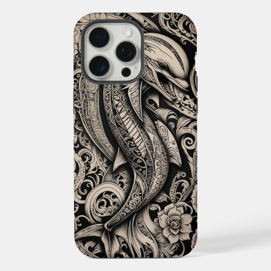 スクラムショー彫刻のイルカ iPhoneケース (裏面)