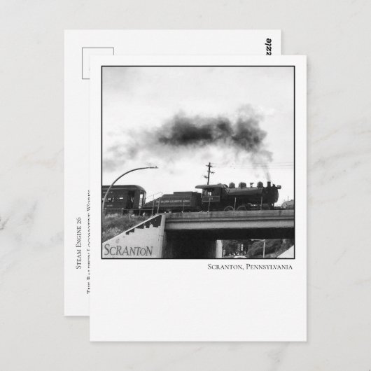 スクラントンPAはがき蒸気機関機関車 ポストカード (正面/裏面)
