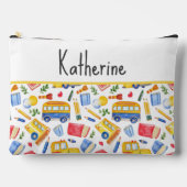 スクリおもしろいールバス移動新学期名パターン アクセサリーポーチ (正面)