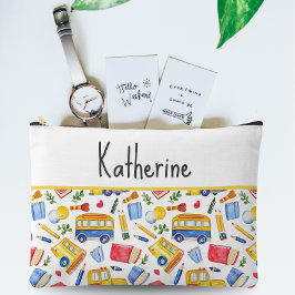 スクリおもしろいールバス移動新学期名パターン アクセサリーポーチ