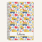 スクリおもしろいールバス移動新学期名パターン ノートブック (正面)