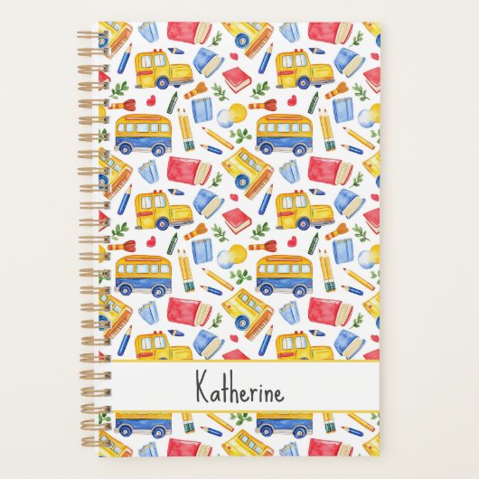 スクリおもしろいールバス移動新学期名パターン プランナー手帳 (正面)