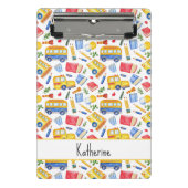 スクリおもしろいールバス移動新学期名パターン ミニクリップボード (正面)