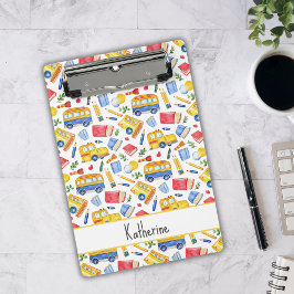 スクリおもしろいールバス移動新学期名パターン ミニクリップボード