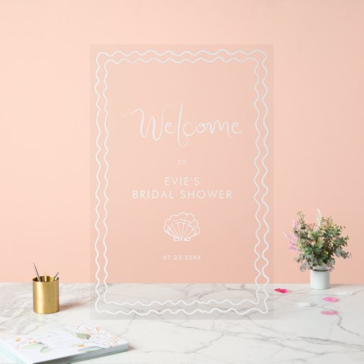 スクリお洒落グル手描きシェルウェルカム アクリルサイン (ウェディング)