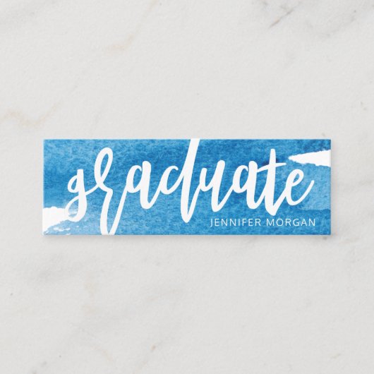 スクリお洒落プトブラシストロークの卒業名カード スキニー名刺 (正面)