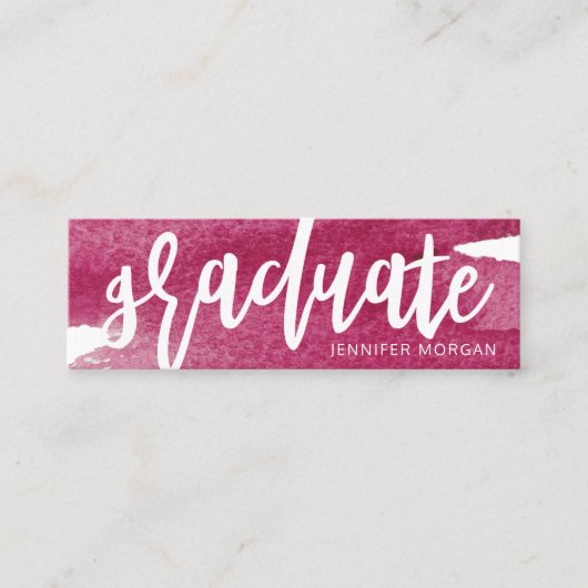 スクリお洒落プトブラシストロークの卒業名カード スキニー名刺 (正面)