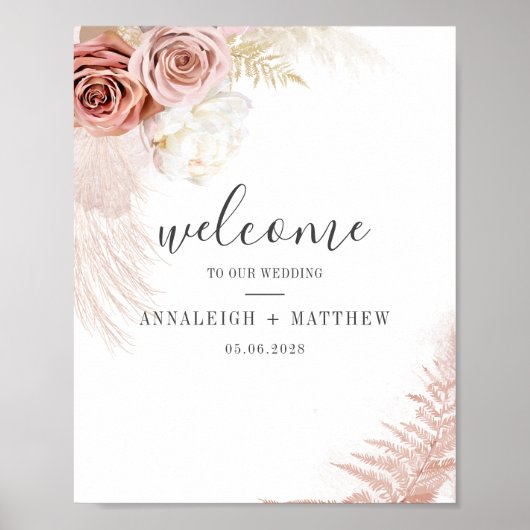 スクリエレガントットパンパスグラステラコッタ結婚ズ ポスター (正面)