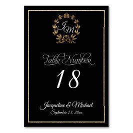 スクリエレガントプトタイポグラフィブラック金ゴールドリース テーブルナンバー