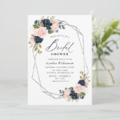 スクリエレガントプトネイビー&赤面フローラブライダルシャワー 招待状 (スタンド正面)