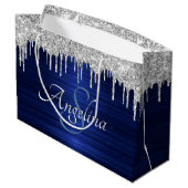 スクリエレガントプトブルーメタルシルバーグリッター ラージペーパーバッグ (裏面アングル)
