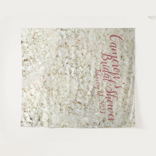 スクリエレガントプトホワイトフローラブライダルシャワーの背景 タペストリー (正面(横))