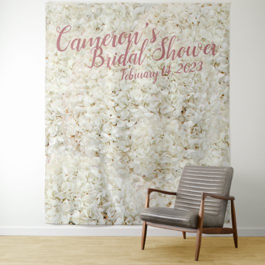 スクリエレガントプトホワイトフローラブライダルシャワーの背景 タペストリー (インサイチュ)