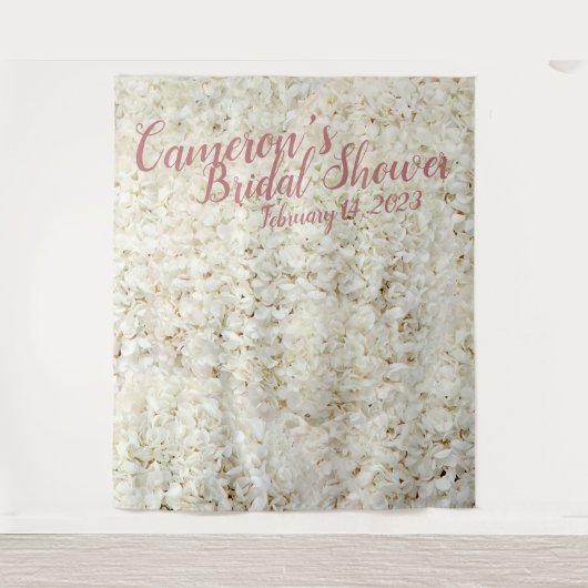 スクリエレガントプトホワイトフローラブライダルシャワーの背景 タペストリー (正面)