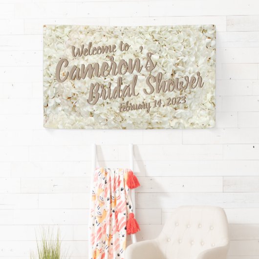 スクリエレガントプトホワイトフローラブライダルシャワーの背景 横断幕 (インサイチュ)