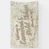 スクリエレガントプトホワイトフローラブライダルシャワーの背景 横断幕 (縦)