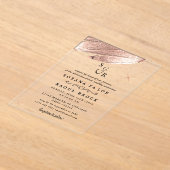 スクリエレガントプトボホシンプルモノグラモダンム結婚ズ アクリル招待状 (レイダウン)