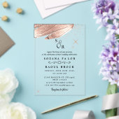 スクリエレガントプトボホシンプルモノグラモダンム結婚ズ アクリル招待状 (インサイチュ (ウェディング))