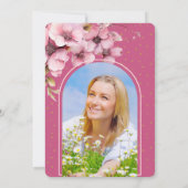 スクリエレガントプト写真ピンク卒業パーティー 招待状 (裏面)