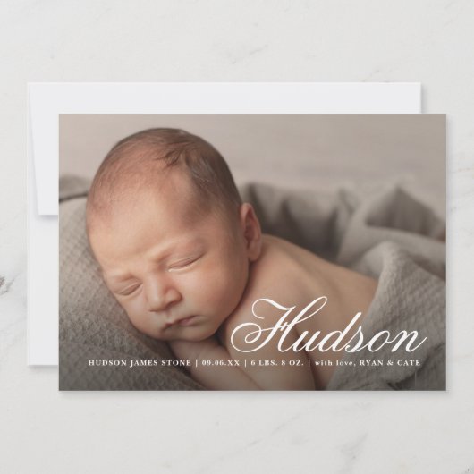 スクリエレガントプト名ベビー写真誕生 案内状 (正面)