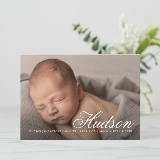 スクリエレガントプト名ベビー写真誕生 案内状 (スタンド正面)