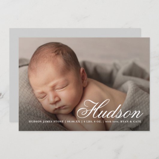 スクリエレガントプト名ベビー写真誕生 案内状 (正面/裏面)