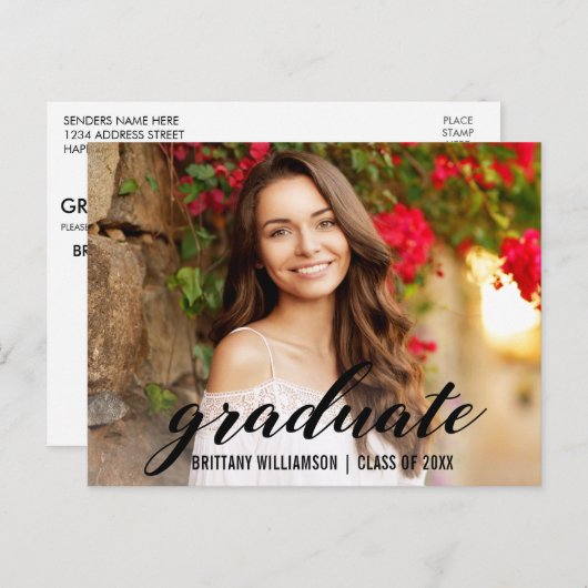 スクリエレガントプト大学の卒業パーティの招待状 インビテーションポストカード (正面/裏面)