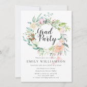 スクリエレガントプト水彩フローラ卒業パーティー 招待状 (正面)