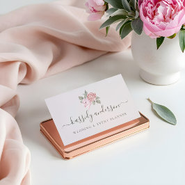 スクリエレガントプト水色ピンク植物牡丹 名刺