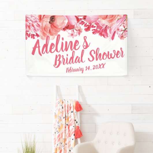 スクリエレガントプト水色フローラブライダルシャワー 横断幕 (インサイチュ)