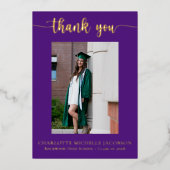 スクリエレガントプト紫金ゴールド写真卒業 箔招待状 (正面)