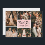 スクリエレガントプト結婚の写真数々のコラージュ サンキューカード<br><div class="desc">モダン手エレガント文字の写真結婚コラージュ数々のサンキューカード。6スタイリッシュ枚の写真を前面に、1結婚枚の写真を背面に並べたサンキューカードテンプレート。文字の「あなた感謝してい」は赤面のピンク色の背景に黒の手書文字のフォントで渦巻形のす。自分の名前とメッセージ感謝していを自分の名前に合わせる。ノートもしを手書きしたい場合は、サンプル文字を削除して宇宙を増やす。おもしし救済まは合わせ品連絡が欲しい！</div>