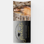 スクリエレガントプト金ゴールドブラック卒業園場標識 横断幕 (縦)