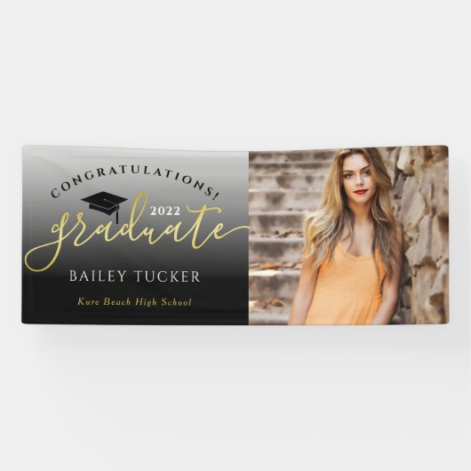 スクリエレガントプト金ゴールドブラック卒業園場標識 横断幕 (横)