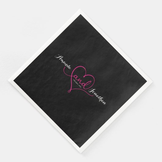 スクリエレガントプト黒とピンクのハート結婚の数 (コーナー)