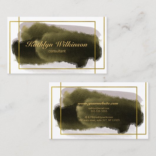 スクリエレガントプモダント金ゴールドの幾何プロフェッショナル 名刺 (正面/裏面)