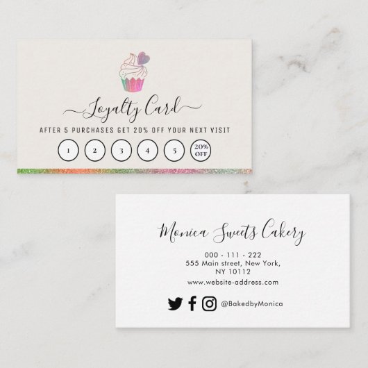 スクリカスタムプトロゴベーカリーのビジネスロイヤリティカード 名刺 (正面/裏面)