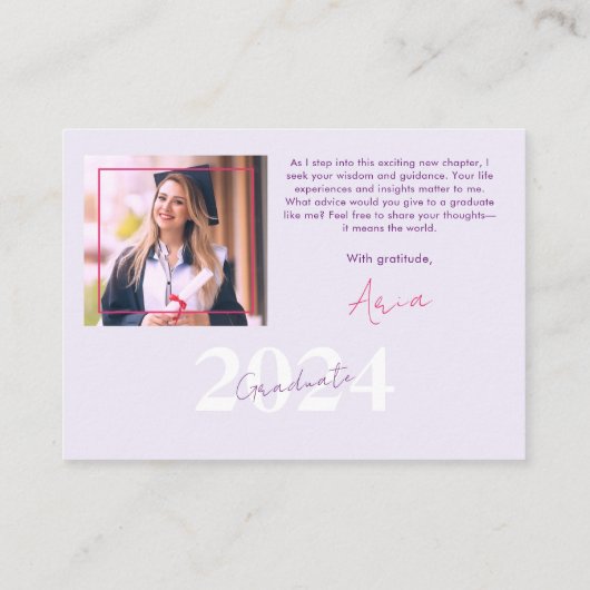 スクリスタイリッシュッモダンクの写真シンプルの卒業 エンクロージャーカード (裏面)