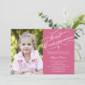 スクリスタイリッシュプトファーストコミュニオン招待状-ピンク 招待状 (スタンド正面)