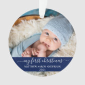 スクリスタイリッシュプトブルーマイ初めてのクリスマスベビー オーナメント (正面)